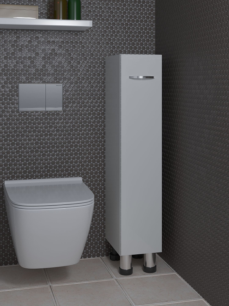 Шкаф-пенал для ванной 20х30х103 см МДФ белый глянец / шкаф в ванную / напольная тумба для ванной / тумба #1