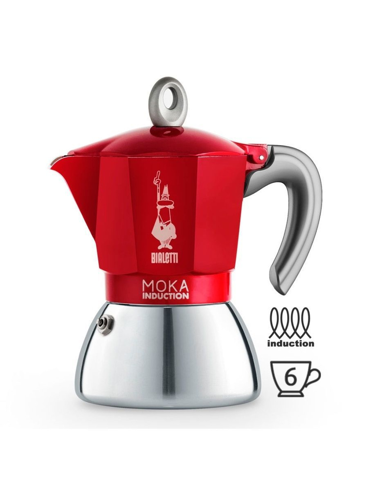 Гейзерная кофеварка Bialetti Moka Induction Red 6944, 4 порции #1