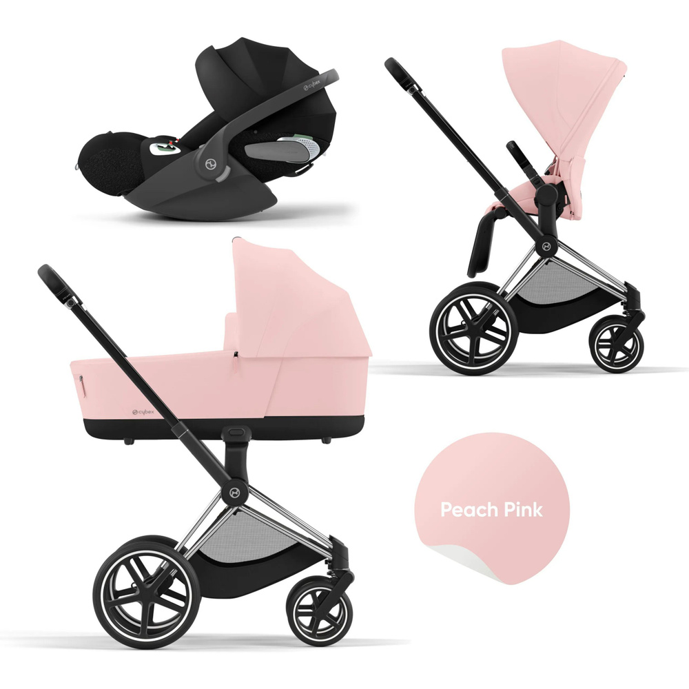 Cybex Priam IV Коляска 3 в 1, шасси Chrome Black/Peach Pink #1