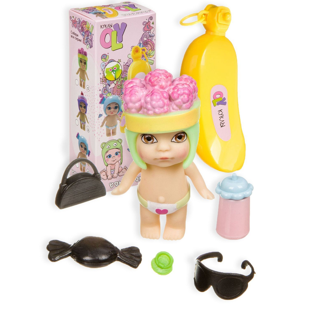 Игровой набор OLY кукла во фруктово-конфетной шапочке с аксессуарами в банане Bondibon развивающая игрушка, #1