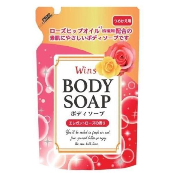 Японское Крем-мыло для тела увлажняющее с маслом розы Wins Body Soap Rose (мягкая упаковка) 340 мл. NIHON, #1