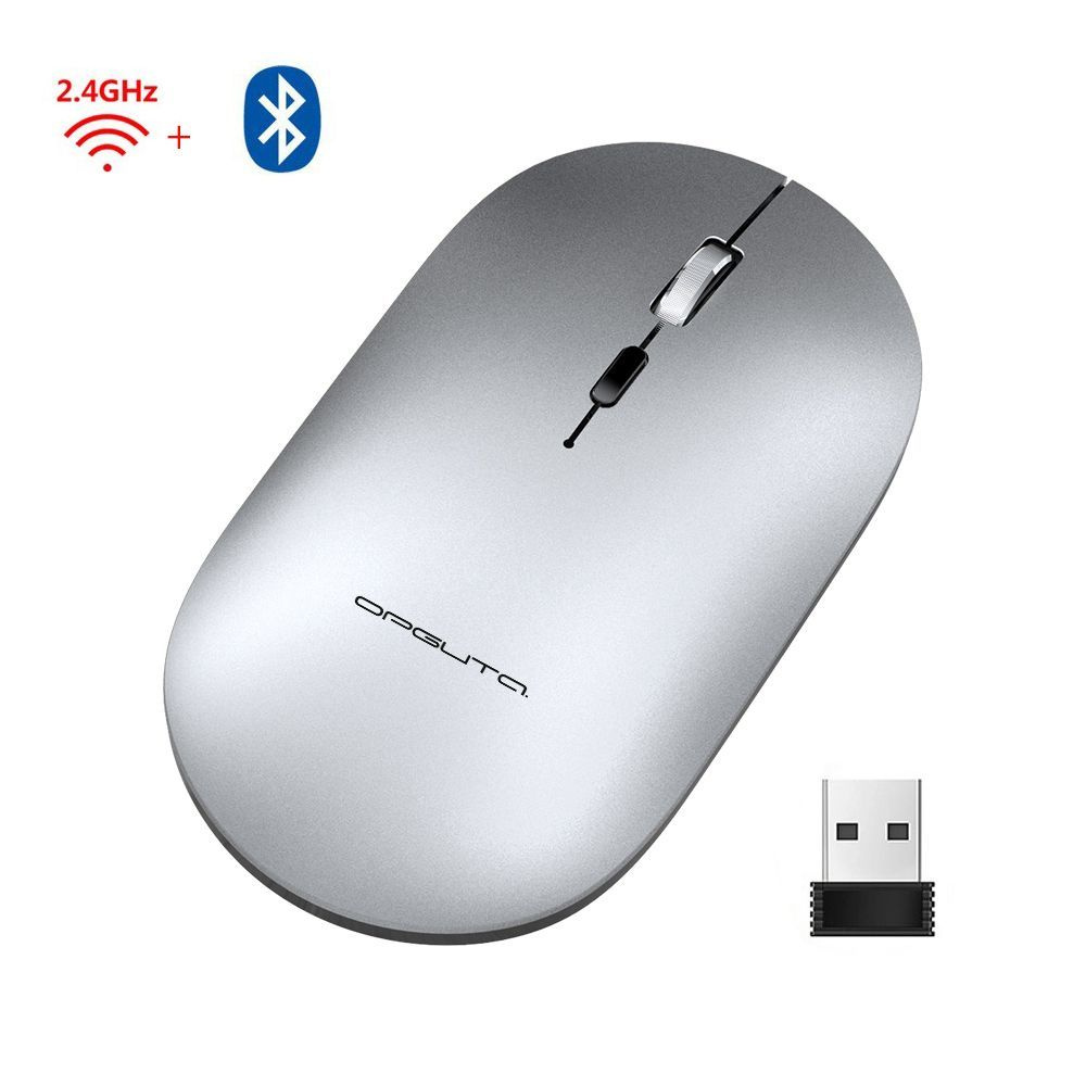 Мышь беспроводная (USB/Bluetooth,аккум) Орбита OT-PCM70 Серебряная  #1