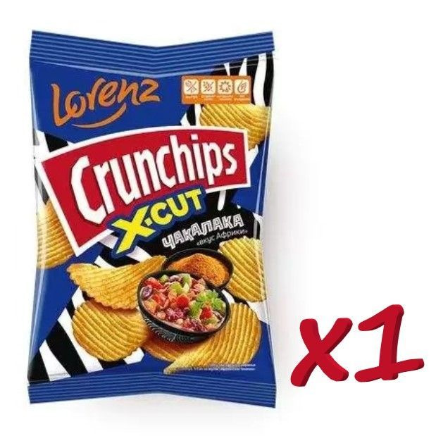 Чипсы картофельные Lorenz Crunchips X-Cut рифленые со вкусом африканской чакалаки 70 г  #1