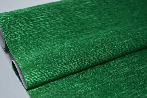 Гофрированная бумага металл 50см*2,5м (Италия) 804 зеленая #1