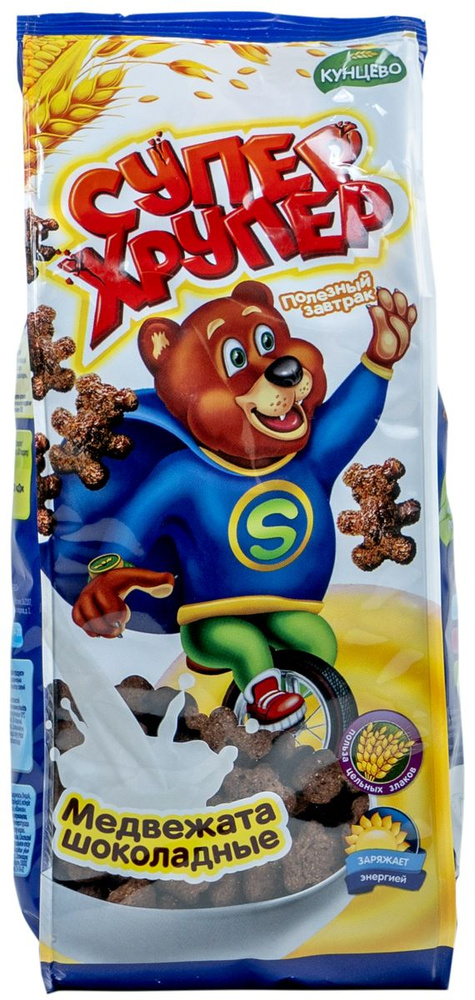 Готовый завтрак Супер Хрупер медвежата шоколадные Кунцево м/у, 200 г (в заказе 1 штука)  #1