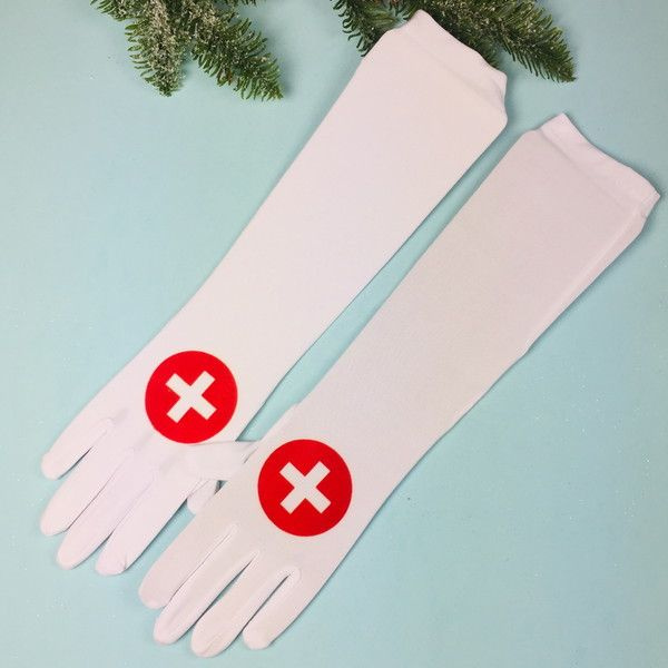 Перчатки карнавальные "Медсестра", белый #1