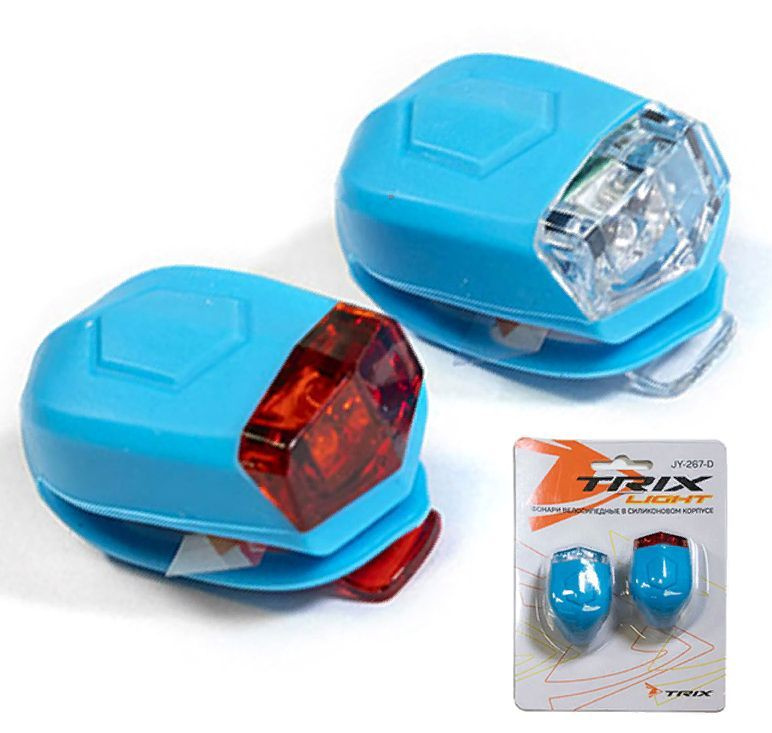 Фонари TRIX передний/задний, батарейки в комплекте, силикон, синий  #1