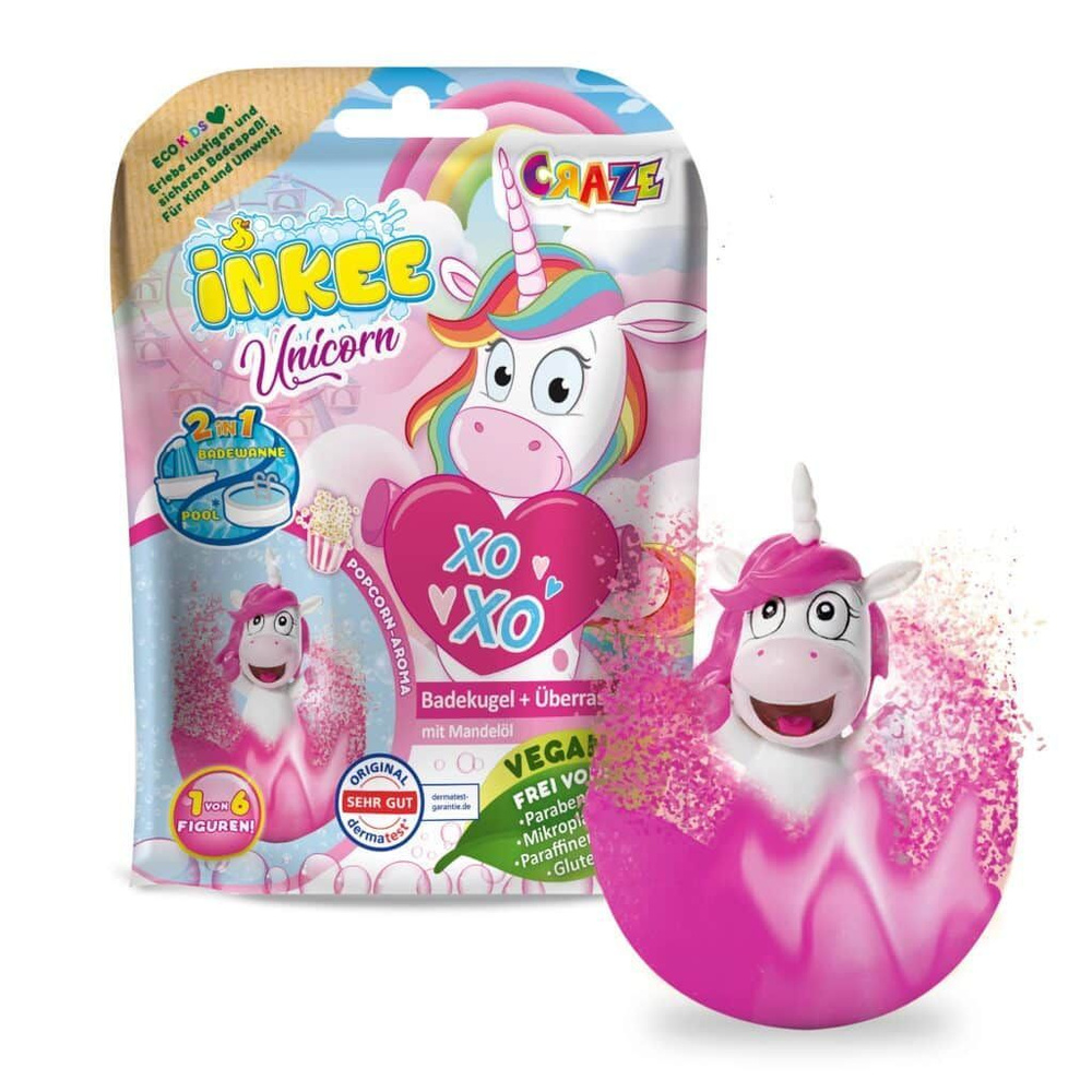 Бомбочка для ванны детская CRAZE с игрушкой-сюрпризом в форме единорога, аромат попкорна, 100 г  #1