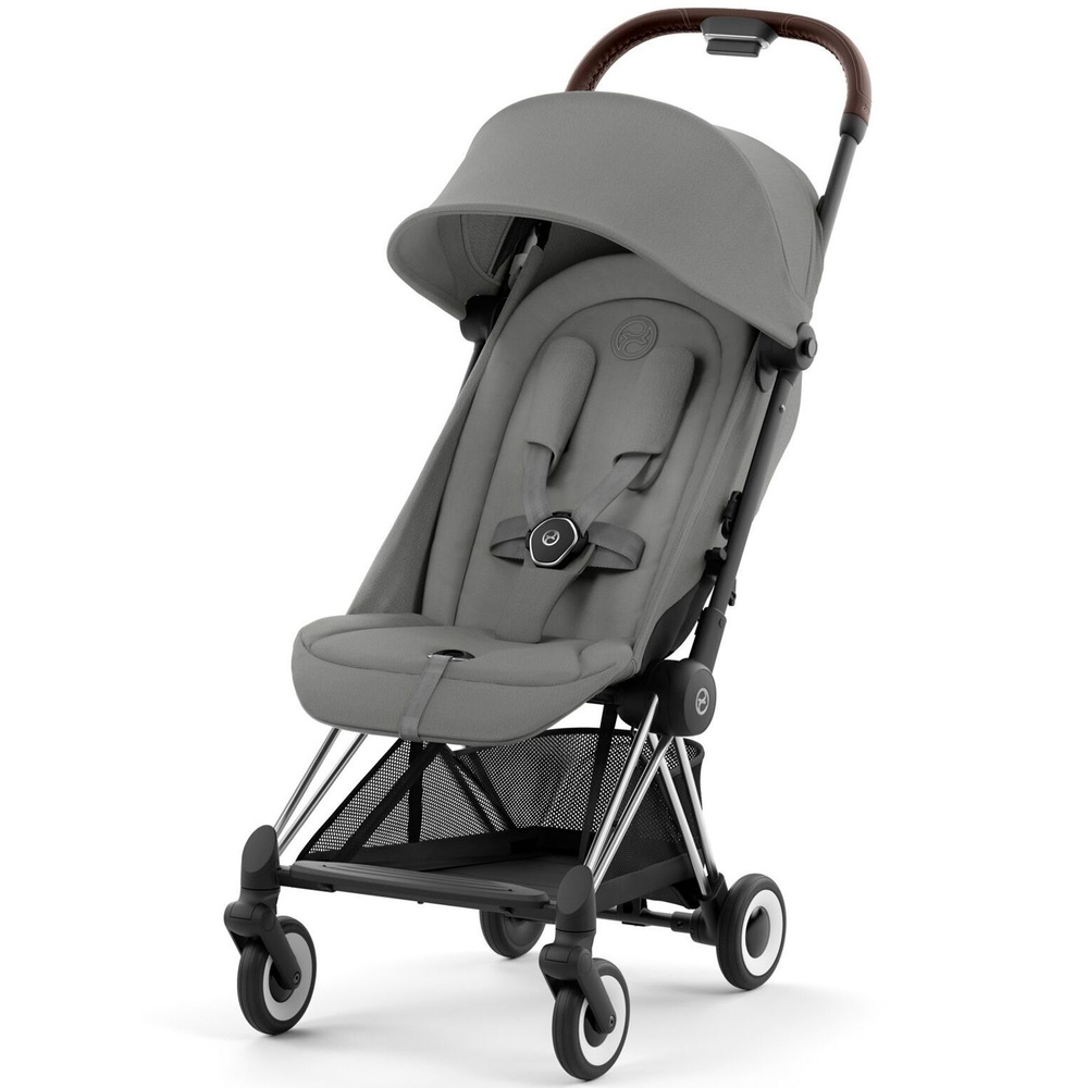 Прогулочная коляска для путешествий Cybex Coya с дождевиком, цвет Mirage Grey (шасси Chrome Brown) серый #1