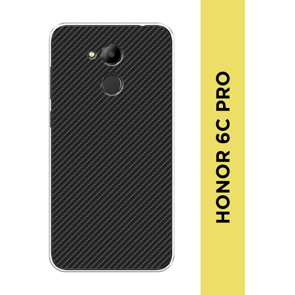 Силиконовый чехол на Honor 6C Pro / Хонор 6С Про "Черный карбон"  #1