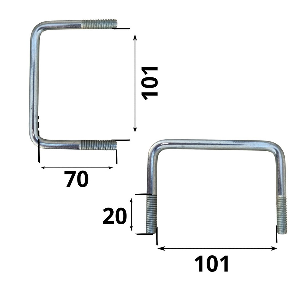 Скоба ( стремянка ) резьбовая П - образная М10 101х70 2шт #1
