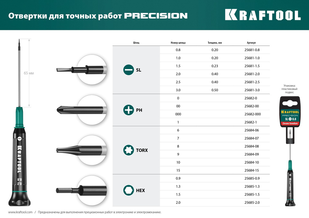 KRAFTOOL Precision TX8, Отвертка для точных работ (25684-08) #1