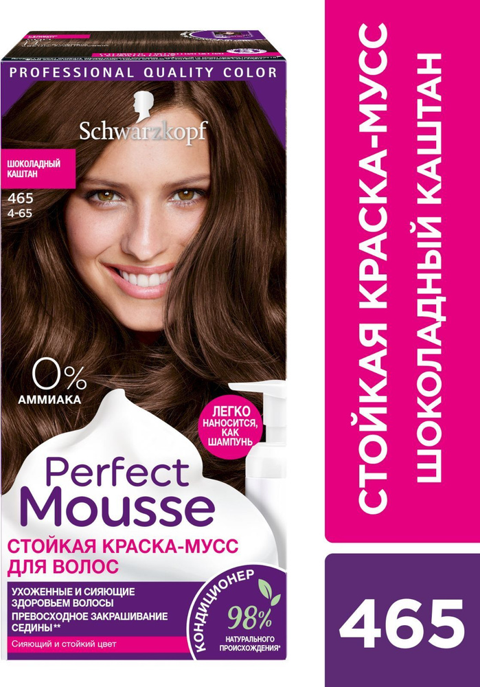 Краска-мусс для волос Perfect Mousse 465 Шоколадный каштан, 35 мл  #1