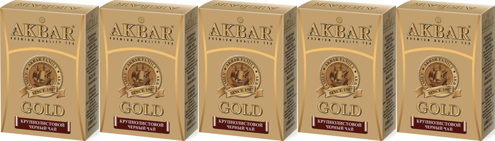 Чай черный Akbar Gold листовой, комплект: 5 упаковок по 100 г #1