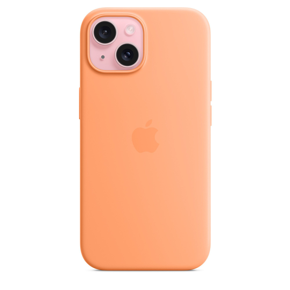 Чехол силиконовый МagSafe для iPhone 15 Orange Sorbet с анимацией NFC, Silicone case magsafe для Айфон #1