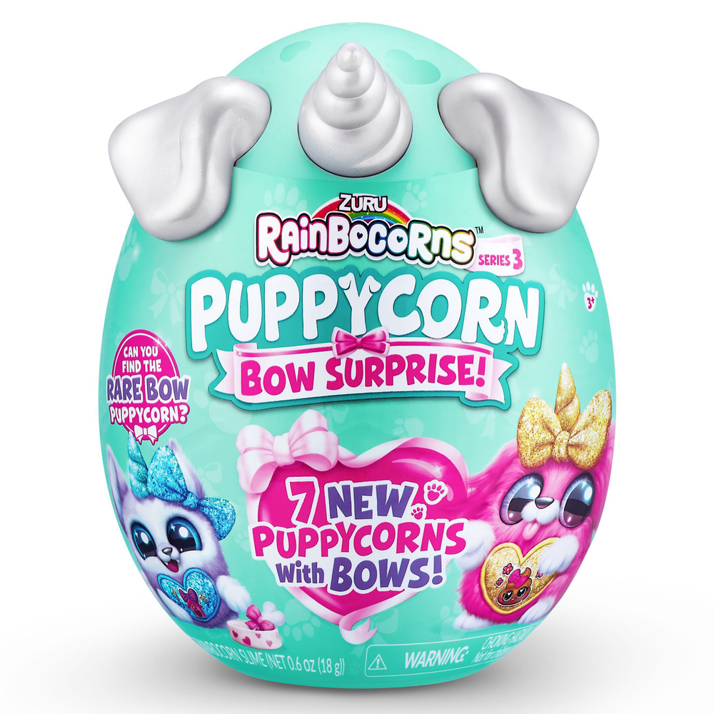 Игровой набор Zuru Rainbocorns Puppycorn Bow Surprise, мягкая игрушка-сюрприз щенок в яйце серия 3, белые #1