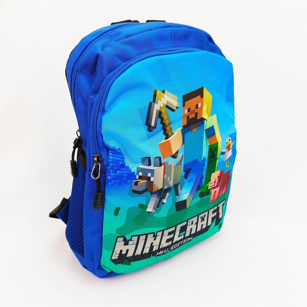 Рюкзак детский Майнкрафт, цвет - светло-синий / Дошкольный рюкзачок для мальчика и для девочки Minecraft #1