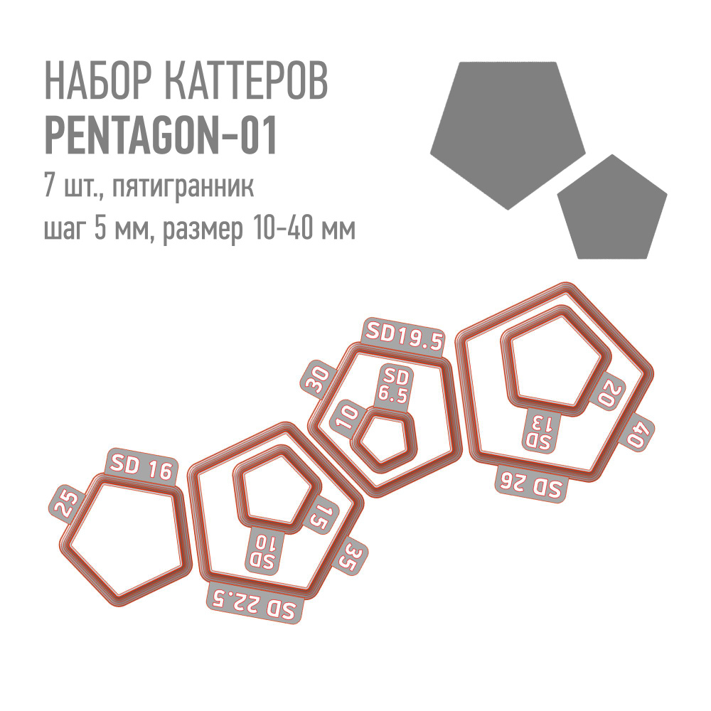 Набор пластиковых каттеров Pentagon-01 (Правильный пятигранник, набор) для металлической и полимерной #1