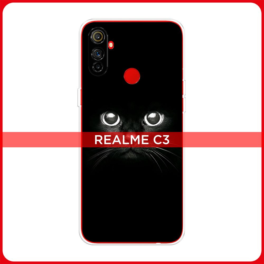 Силиконовый чехол на Realme C3 / Реалми C3 Взгляд черной кошки - купить с  доставкой по выгодным ценам в интернет-магазине OZON (198930926)