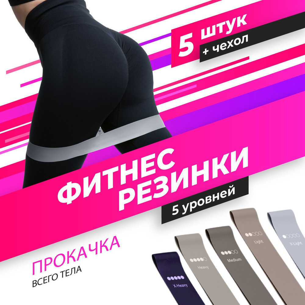 Резинки для фитнеса латексные набор Shark Fit, 5 штук #1