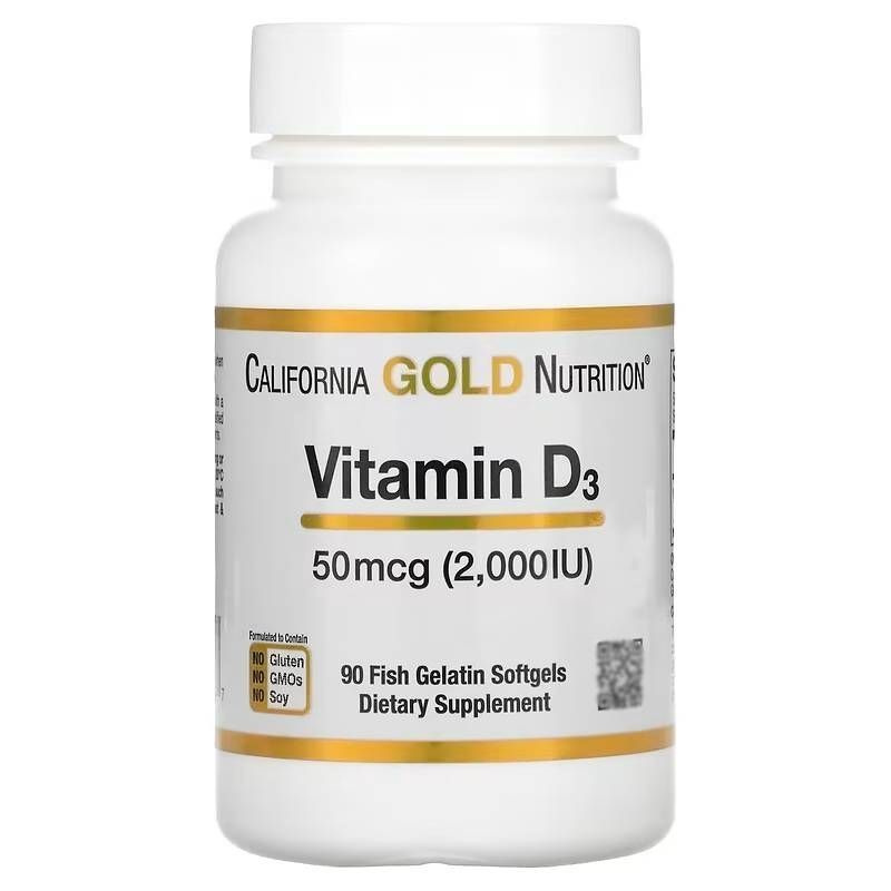 Витамин Д3 2000 МЕ 90 капсул, вит Д (холекальциферол), Vitamin D3 от California Gold Nutrition  #1