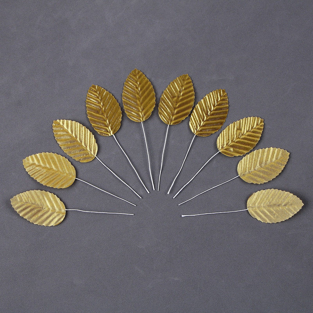 Набор для украшения торта Листья , 10 шт., цвет золото #1