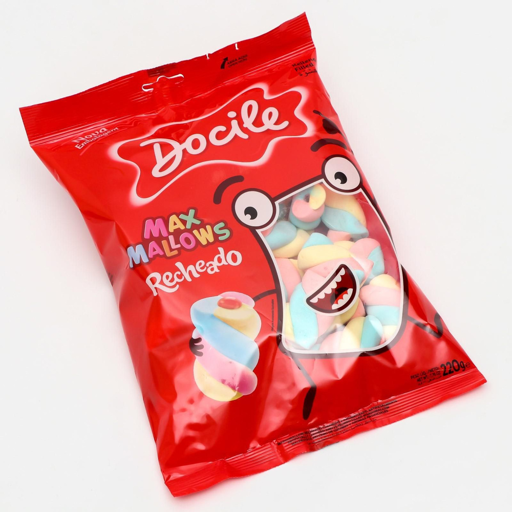 Воздушный зефир DOCILE MaxMallows , маршмеллоу цветные завитки с начинкой ванильные 220 гр., 1шт.  #1