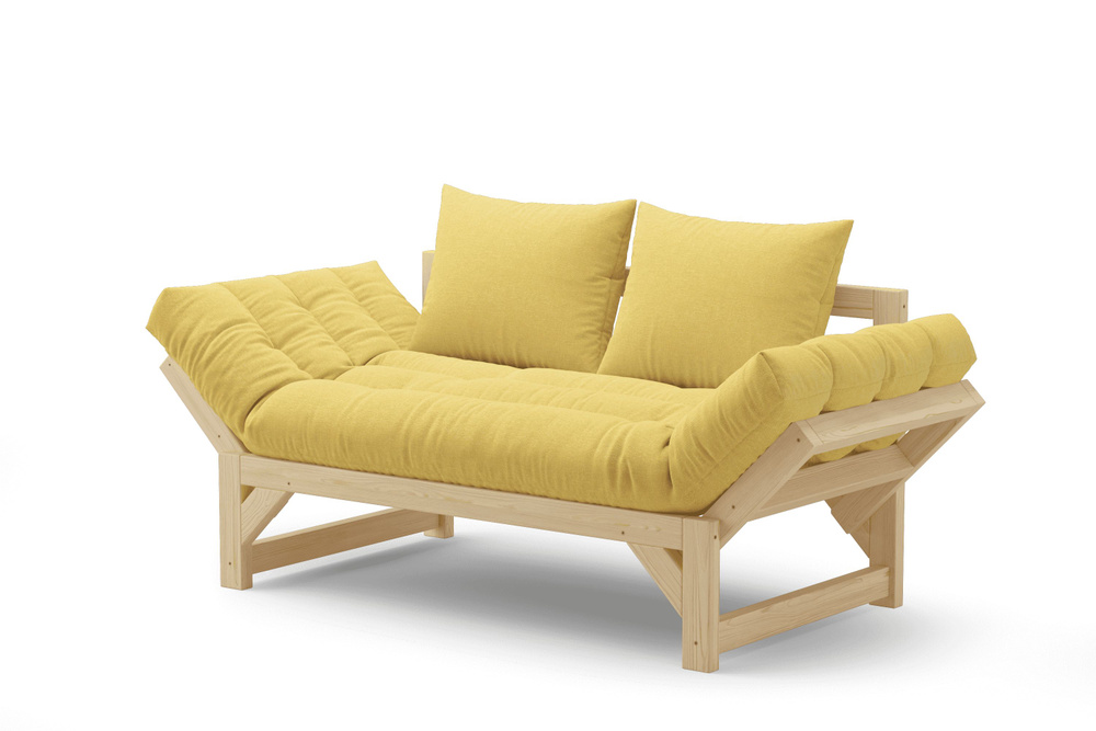 Диван-кровать, трансформер, на деревянном каркасе, желтый  #1