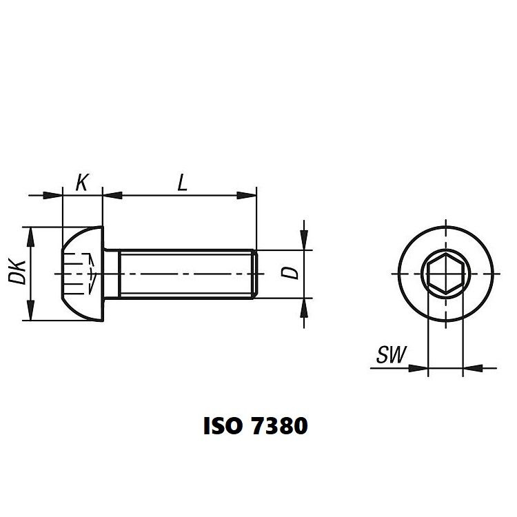 Винт М 8х35 с внутренним шестигранником, полукруглой головкой, прочность 10.9, ISO 7380, 20 шт.  #1