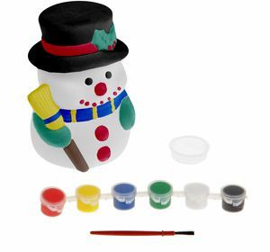 Копилка под роспись. Снеговик с метлой (14см, керамика, краски, кисть) 2512620  #1