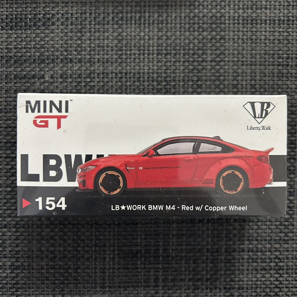 Машинка TSM Mini Gt 1/64 #154 LB WORKS BMW M4 Red W Copper Wheel simulation Die-cast Alloy Car Model #1