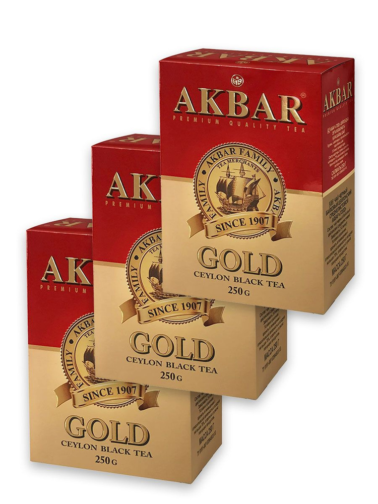 Чай черный AKBAR GOLD цейлонский среднелистовой, 3*250 г #1