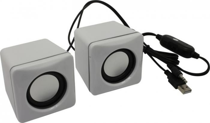 Компактная акустическая система 2.0 колонки SPK 33 белый, пластик, 5 Вт, USB / 3.5 мм, регулятор громкости, #1