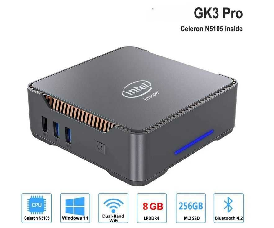 SZBOX Мини-ПК GK3V (Intel Celeron N5105, RAM 8 ГБ, SSD 256 ГБ, Intel UHD Graphics, Windows), серый  #1