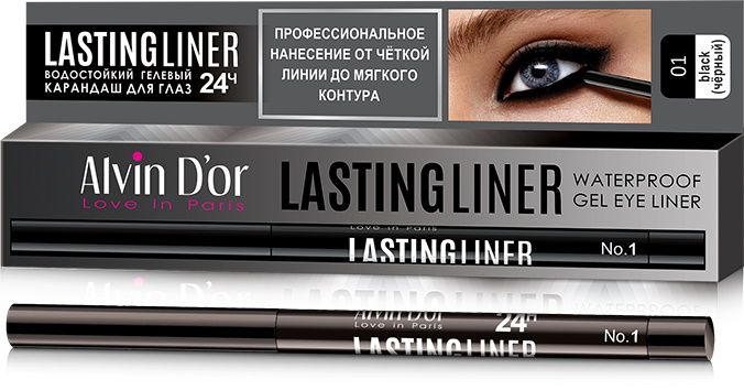 Alvin D'Or Карандаш для глаз гелевый водостойкий Lastingliner, тон 01 чёрный  #1