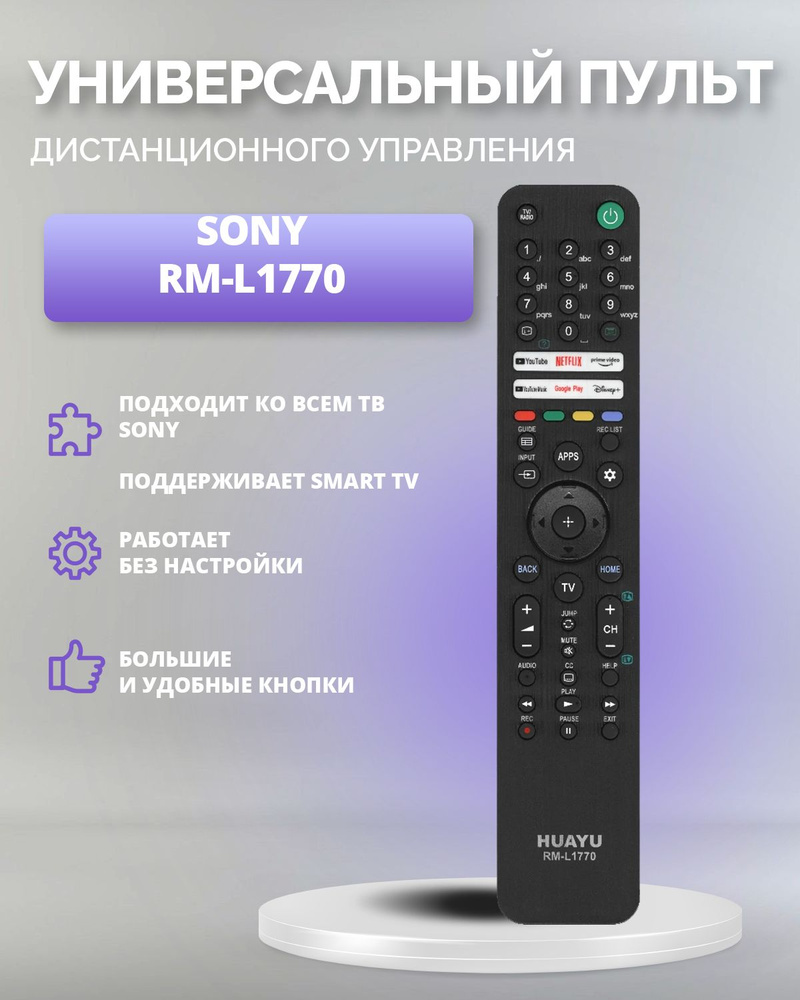 Универсальный пульт для всех телевизоров sony сони / Smart TV (Кроме голосового поиска) RM-L1770  #1