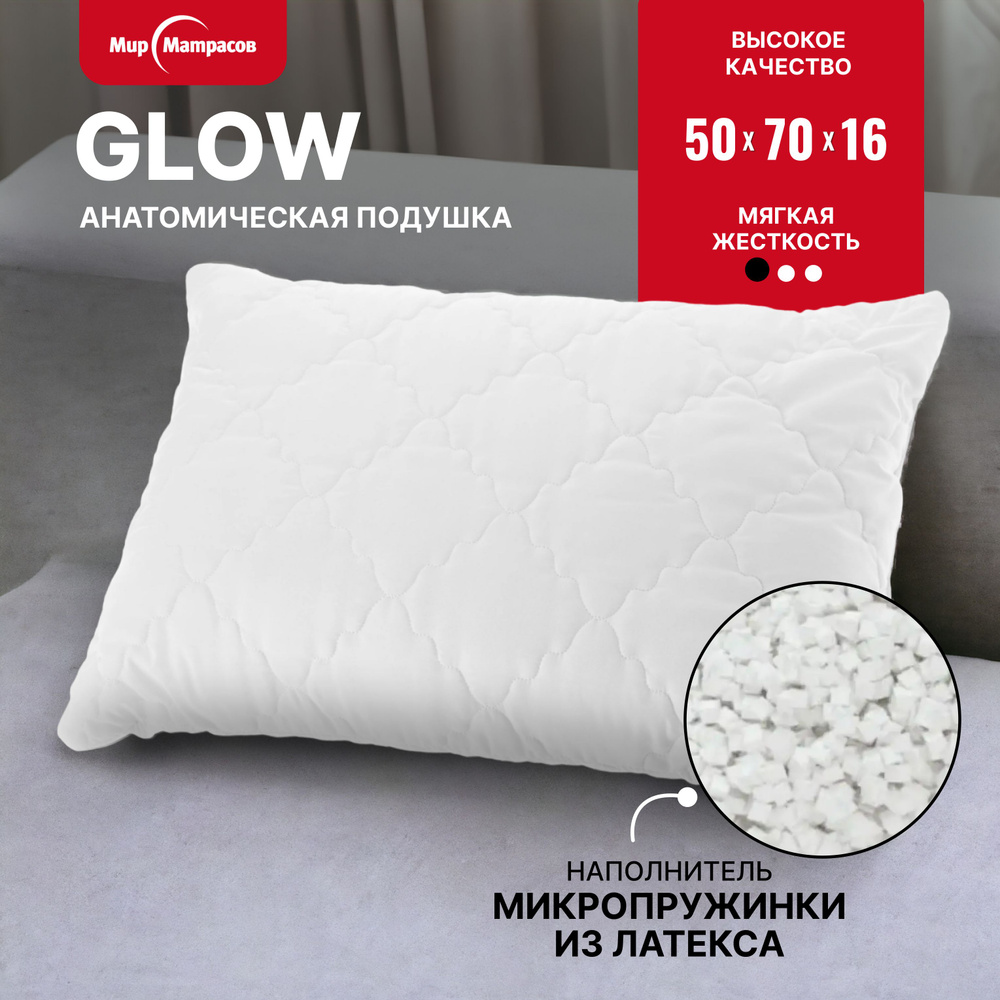 Подушка анатомическая 50х70 Glow с натуральным латексом #1