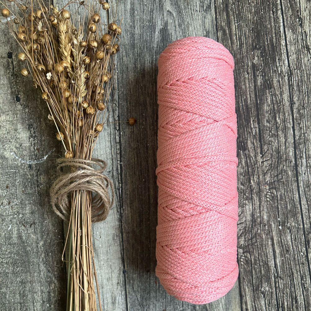Шнур хлопковый для вязания и шитья 4мм 100м Абрикос без сердечника  #1