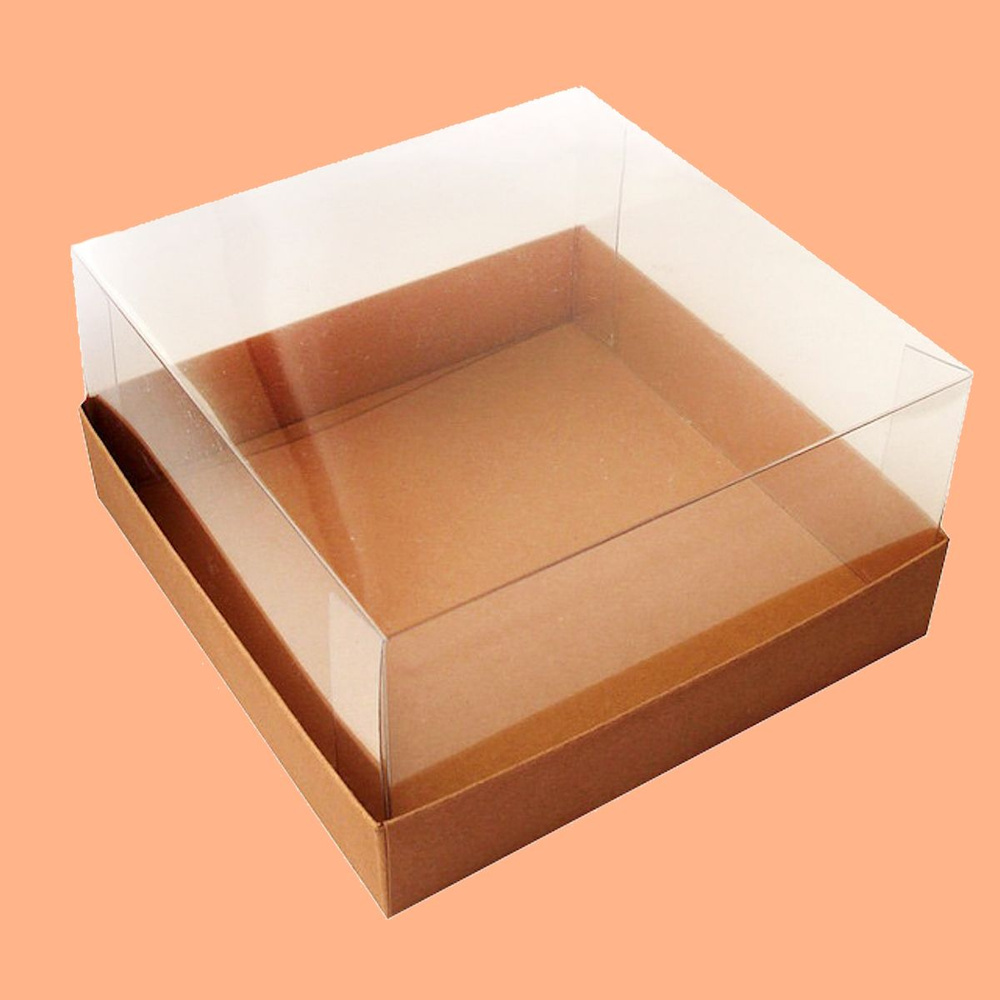Упаковка для торта премиум бурый, до 2 кг торта/ с прозрачной пластиковой крышкой/ Внутренний размер #1