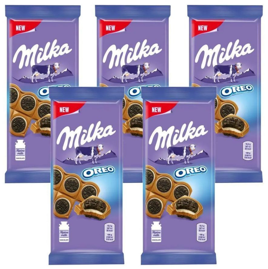 MILKA Молочный шоколад, сендвич с печеньем OREO, 92 гр - 5 шт #1