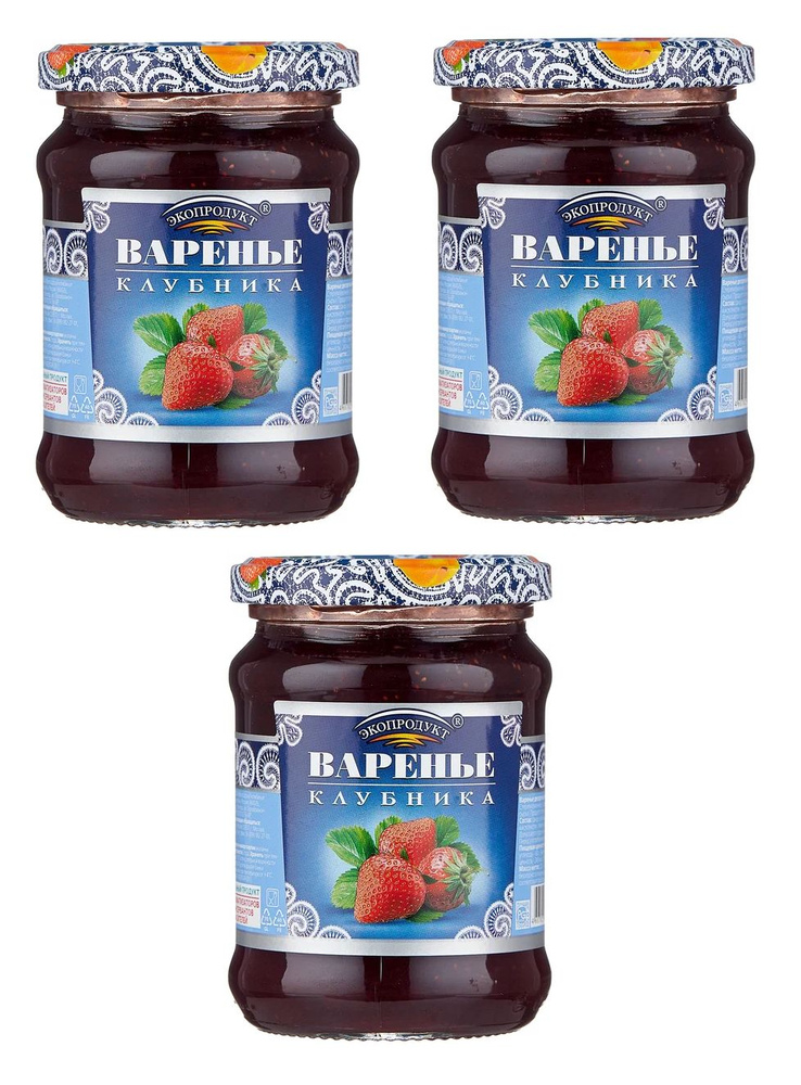 Экопродукт Варенье Клубничное 3шт по 325гр #1