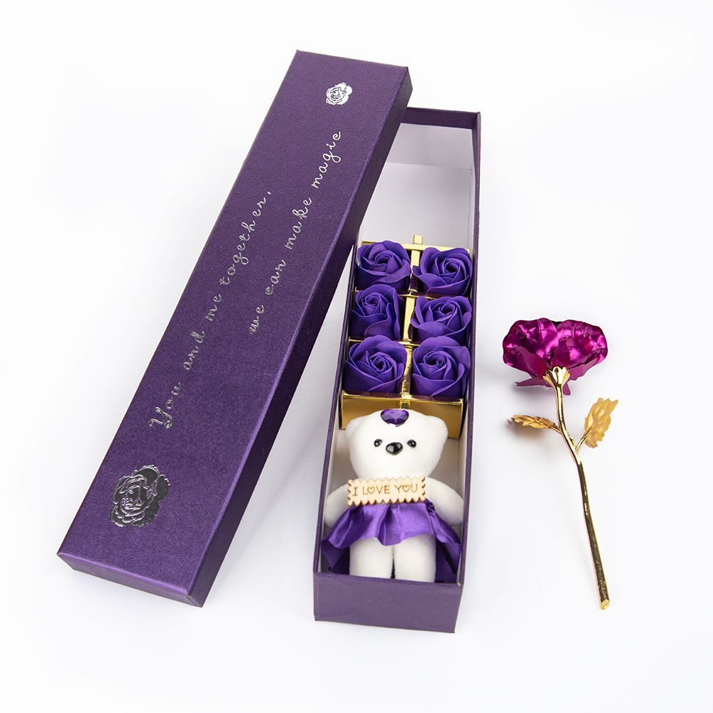 Подарочная коробка розы, букет, праздничный подарок для девочки, искусственный цветок для свадьбы, украшение #1