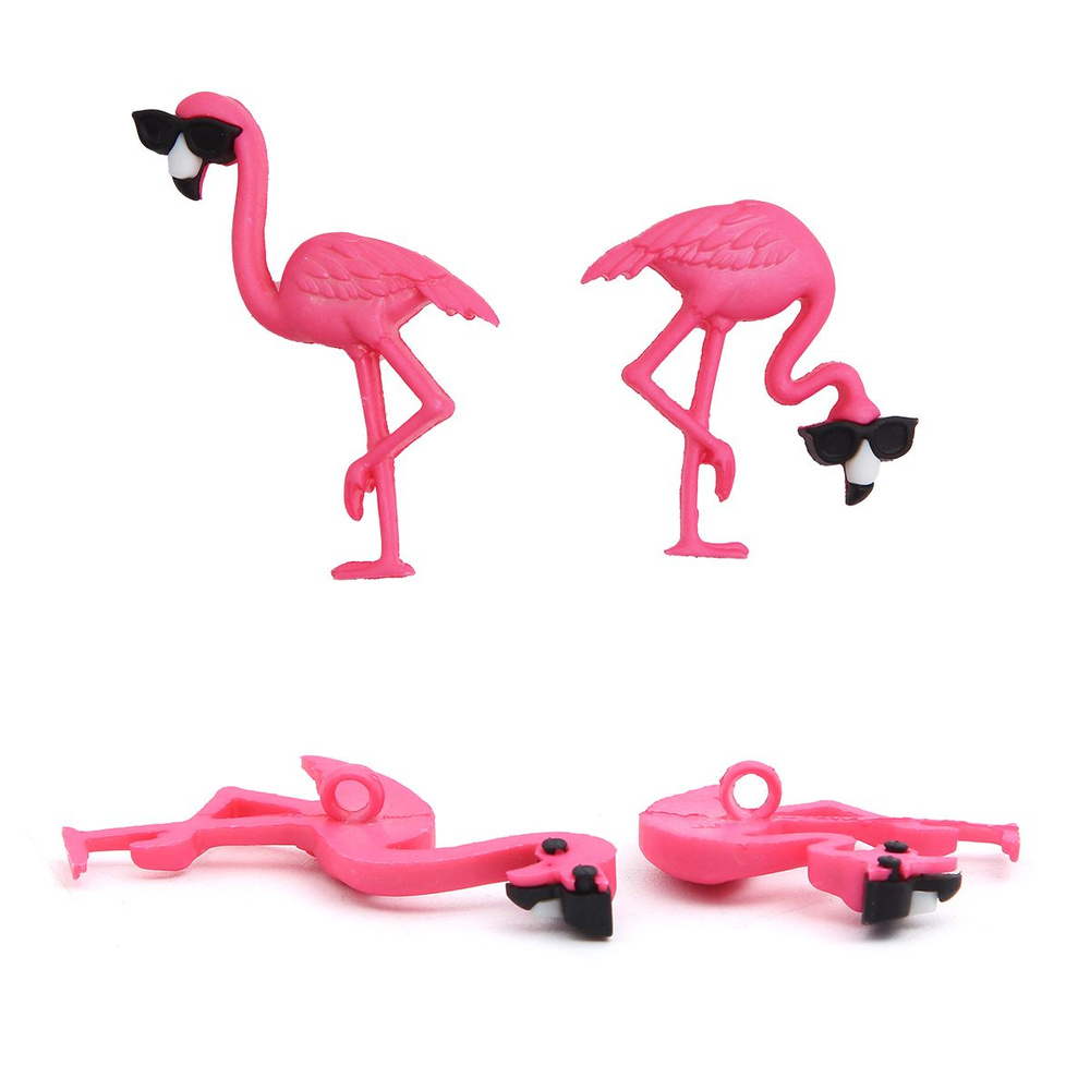 Пуговицы-фигурки Розовые фламинго пластик, 4 шт/упак, Dress It Up  #1