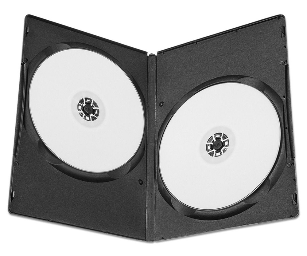 Коробка CD и DVD Box Slim Black 5mm для 2 дисков (черный низ), упаковка 10 шт  #1