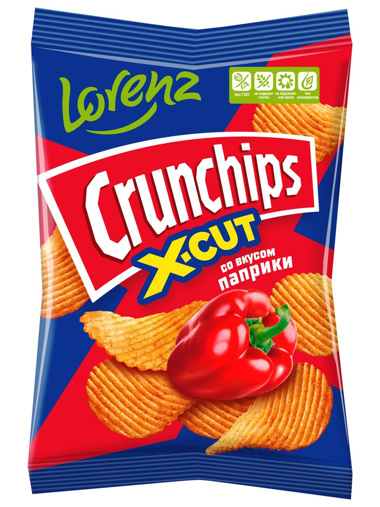 Чипсы Lorenz Crunchips X-Cut рифленые Паприка, 70г #1