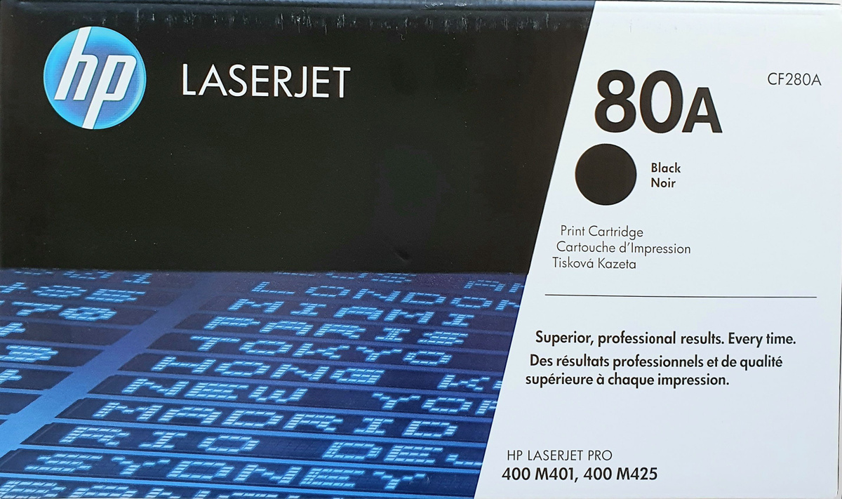 Производитель печатающей техники Hewlett-Packard (HP), в своих устройствах рекомендует использовать только оригинальные картриджи CF280X, произведённые им самим, на том же заводе, что и принтер (МФУ).  Оригинальный картридж пов. емкости, № 80x, CF280X является гарантом стабильной и качественной печати на устройствах типа LaserJet M401dw, LaserJet M425 Pro 400 MFP, LaserJet M425dn, LaserJet M401n, LaserJet M401d Pro 400, LaserJet M401dne (CF399A), LaserJet M401 Pro 400. черный картридж CF280X отвечает самым высоким требованиям потребителя и выполняет любого рода задачи, начиная от простого печатания текста, так и картинок (таблиц) на профессиональном уровне с отличной передачей цвета и полутонов. Как и большинство других оригинальных картриджей, данную модель CF280X возможно перезаправить, достаточно только правильно подобрать тип тонера.