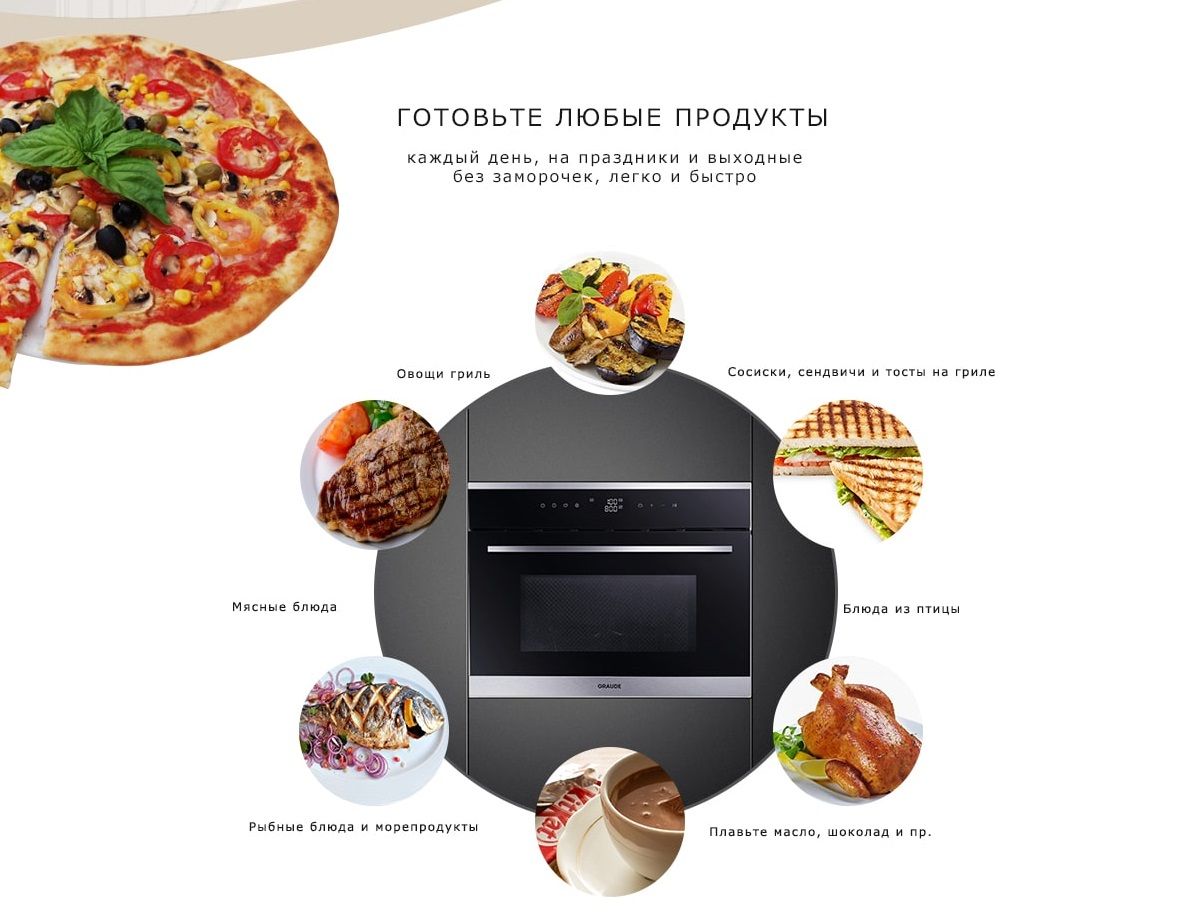 Компактный духовой шкаф с СВЧ и грилем Graude PREMIUM BWG 45.0 E ...