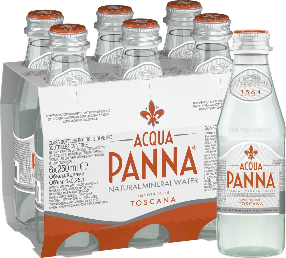 Вода питьевая минеральная Acqua Panna (Аква Панна) 6 шт по 0,25 л, стекло  #1