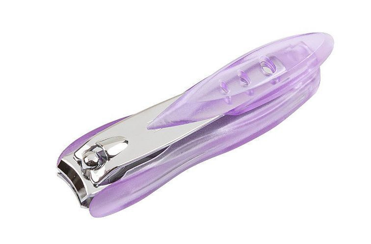 Zinger/ Книпсер (SLN-603-C10 фиолетовый) средний в пластмассовом чехле с контейнером для отсеченных ногтей/ #1