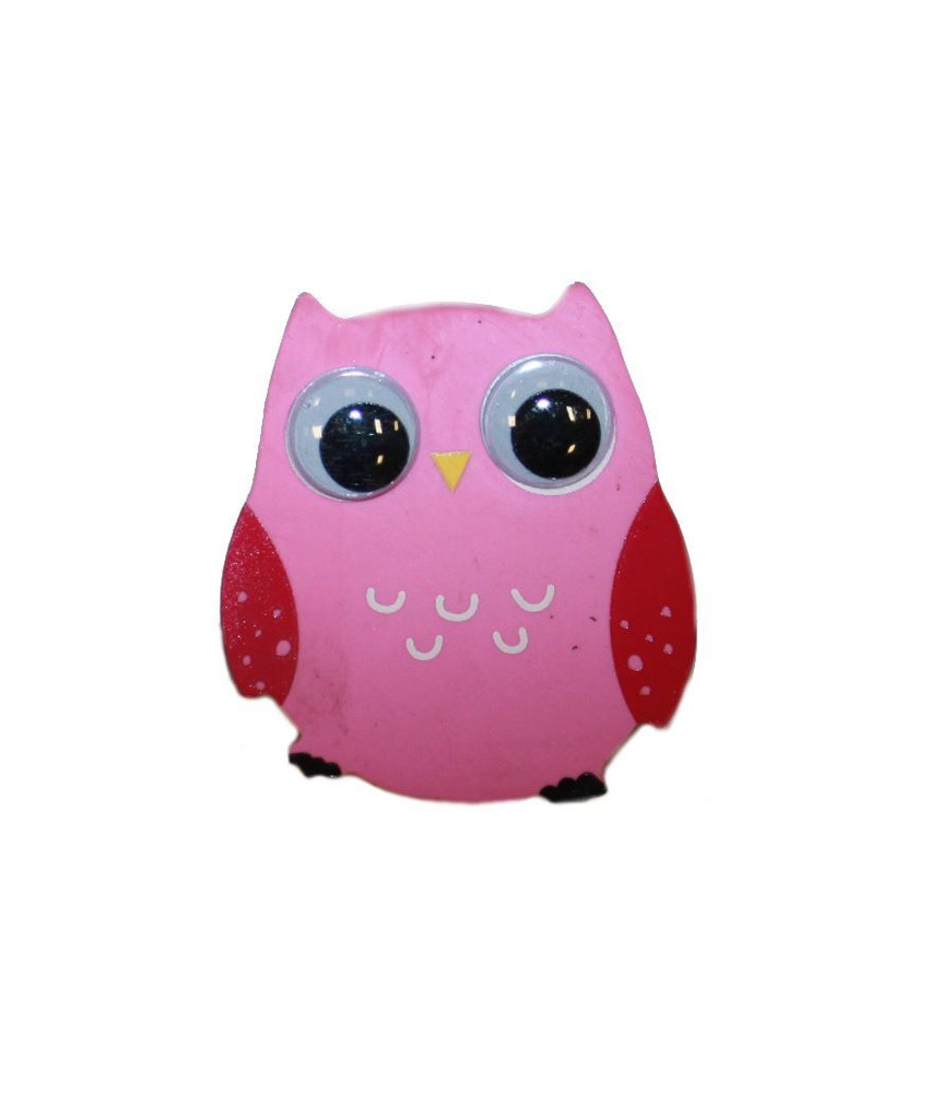 Ластик "Сова-глазастик", блистер, 6*5 см, с подвижными глазками, розовый.  #1